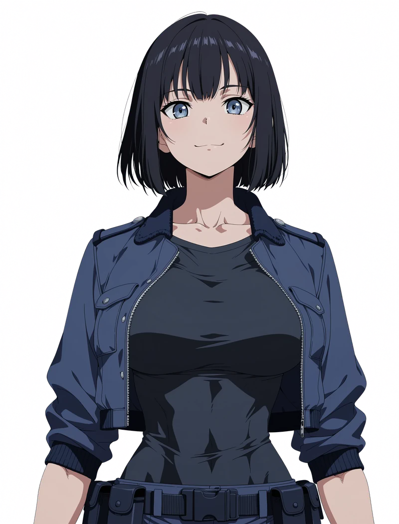 Another survivor, with dark hair and a navy jacket.